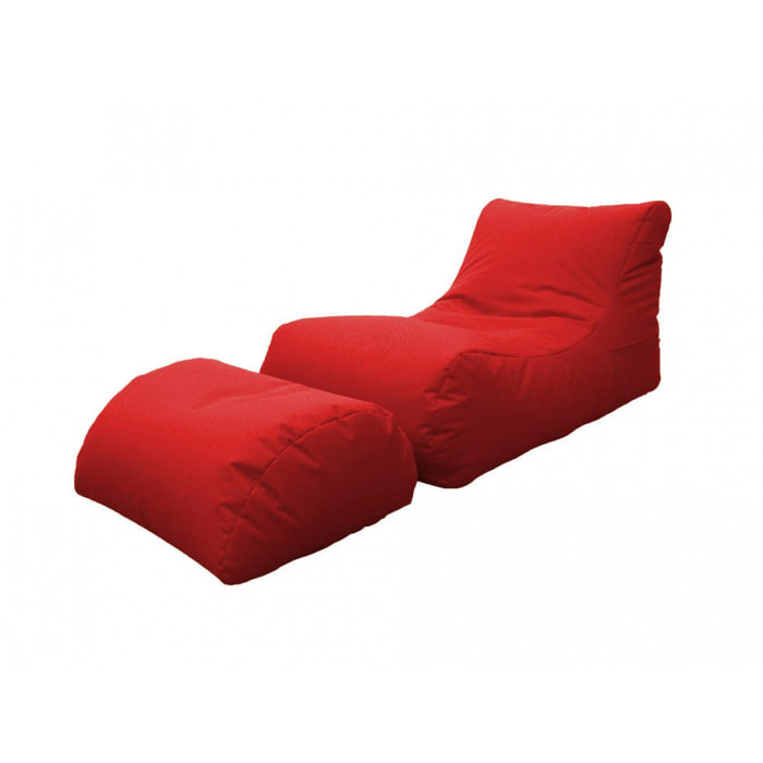 Chaise Longue moderna da soggiorno, Made in Italy, Poltrona con poggiapiedi in Nylon, Pouf imbottito per camera da letto, cm 120x80h60, colore Rosso