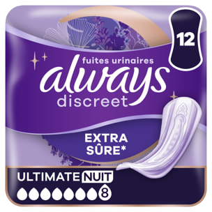 4x12 Serviettes pour Fuites Urinaires Always Discreet - Ultimate Nuit