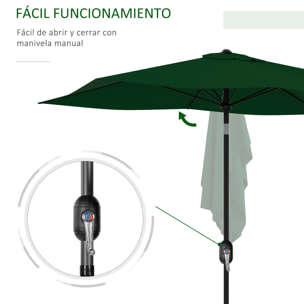 Sombrilla de Jardín 300x200x248 cm Parasol de Terraza con 6 Varillas Apertura Manual Anti-UV y Ángulo Ajustable para Jardín Piscina Verde