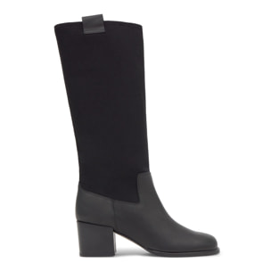 Bota de tacón Naomi en cuero y lona sin cierre