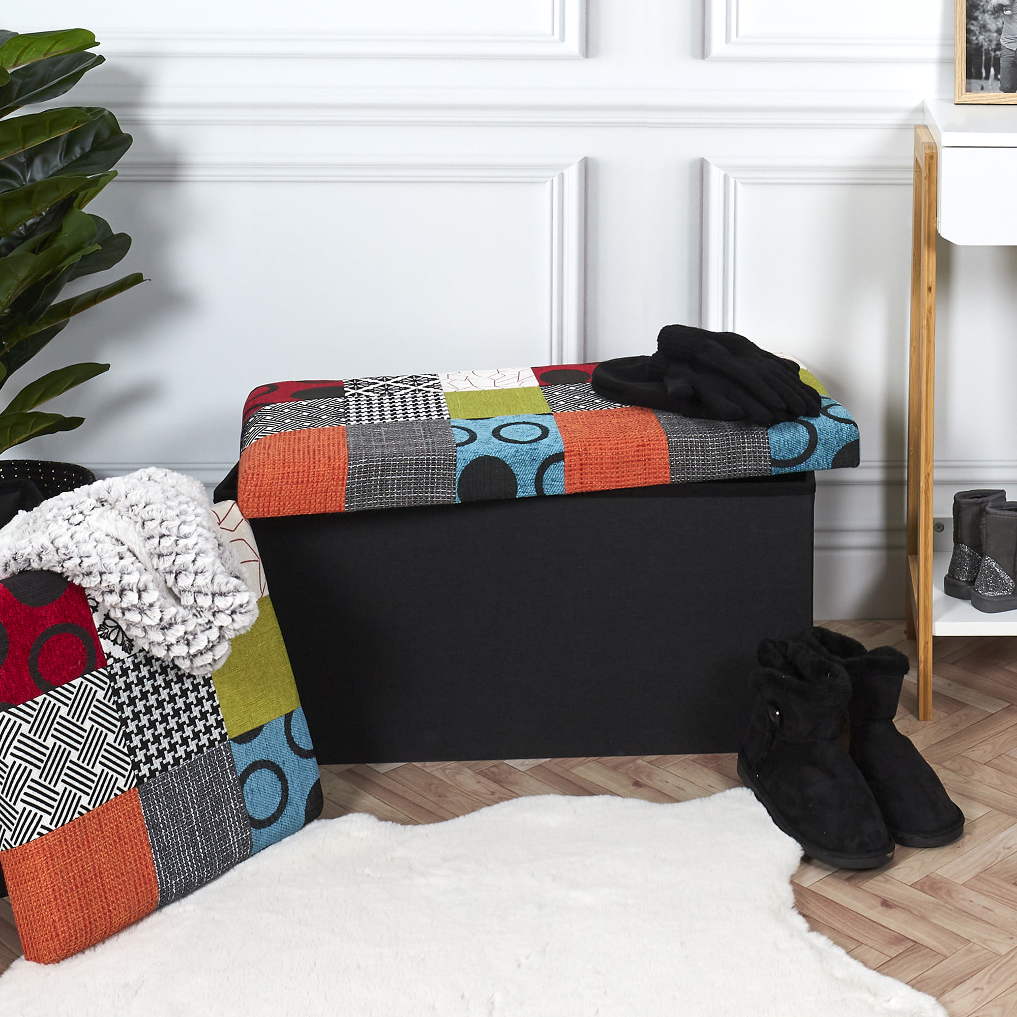 Coffre Banc Pliable Patchwork