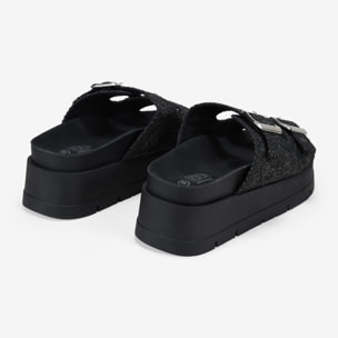 Sandalias plataforma negras con doble hebilla