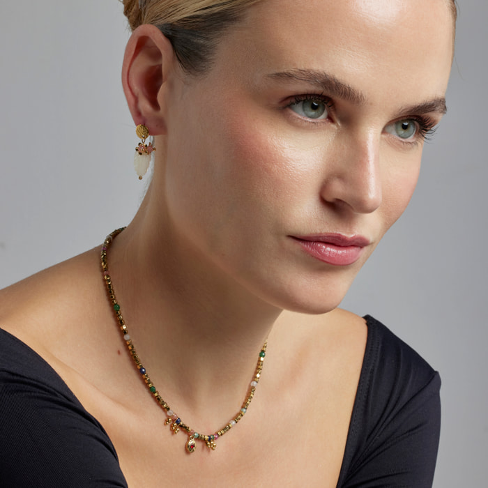 Collar con Cristal Multicolor acabado oro 18k