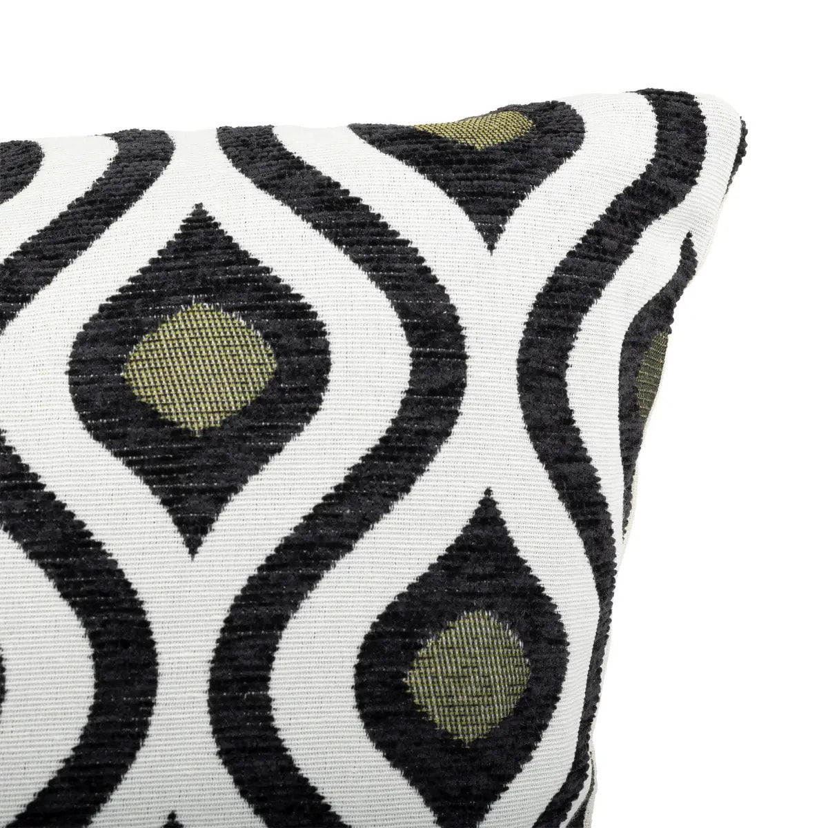 Coussin "Twisted lime" jacquard noir & blanc 58x38cm