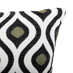Coussin "Twisted lime" jacquard noir & blanc 58x38cm