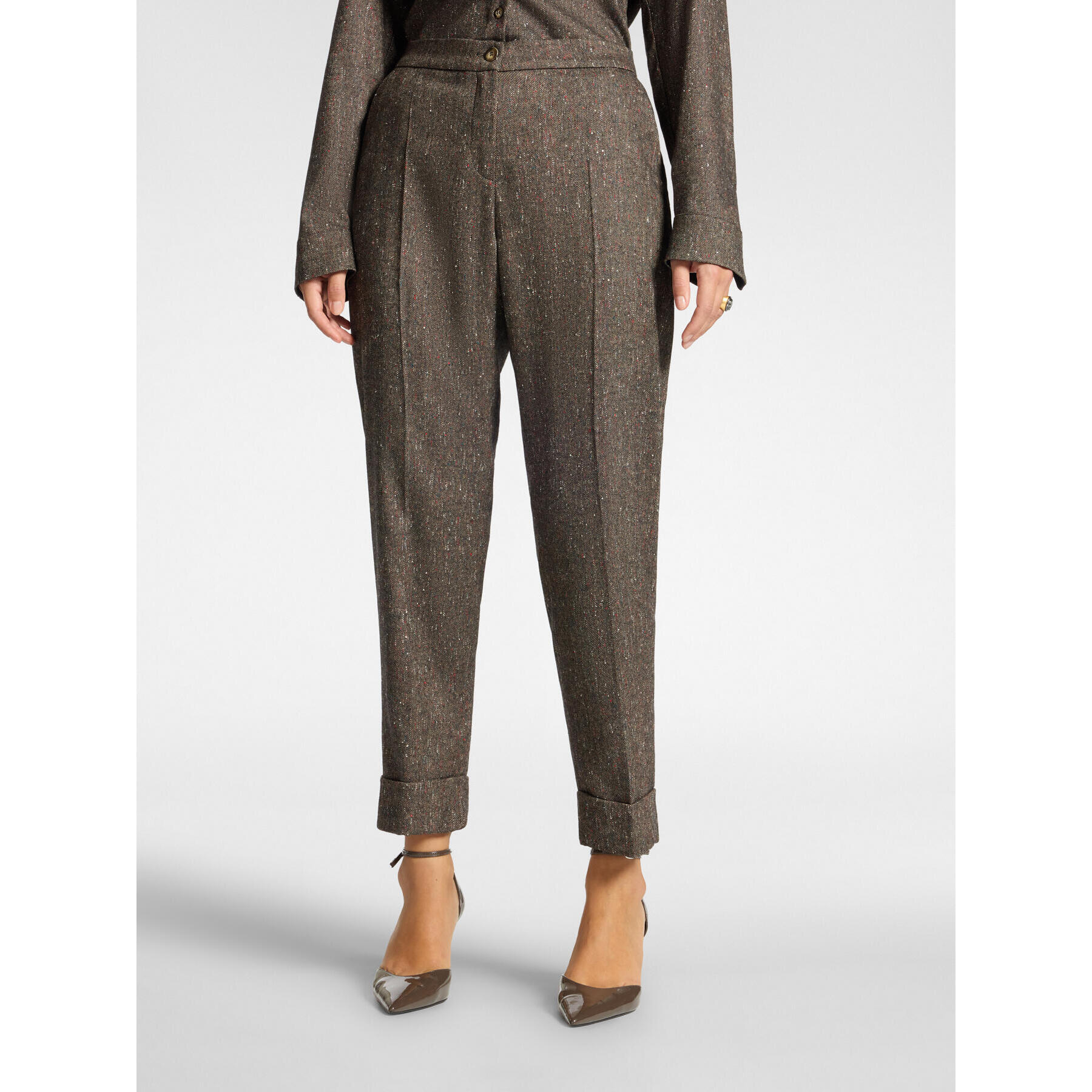 Elena Mirò - Pantaloni sartoriali con risvolto - Marrone