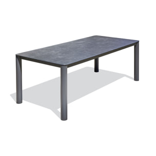 CAMARGUE - Table de jardin 8 places alu anthracite plateau céramique sur verre