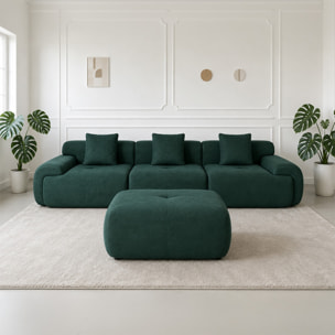 Canapé compressé modulable en tissu chenille vert foncé 4-5 places BURGESS