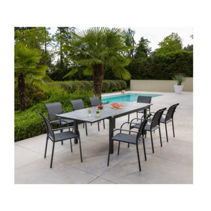 Ensemble table et chaises de jardin  - Gris Anthracite - GUETHARIZIERS ardoise