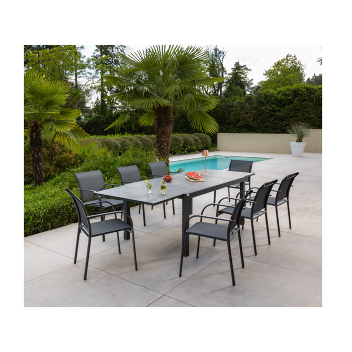 Ensemble table et chaises de jardin  - Gris Anthracite - GUETHARIZIERS ardoise