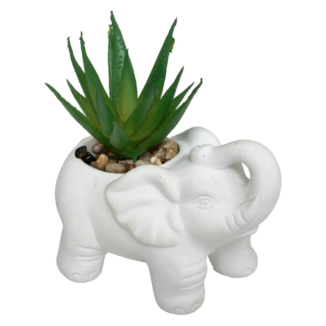 Plante artificielle "Éléphant" - pot en ciment - H10 cm