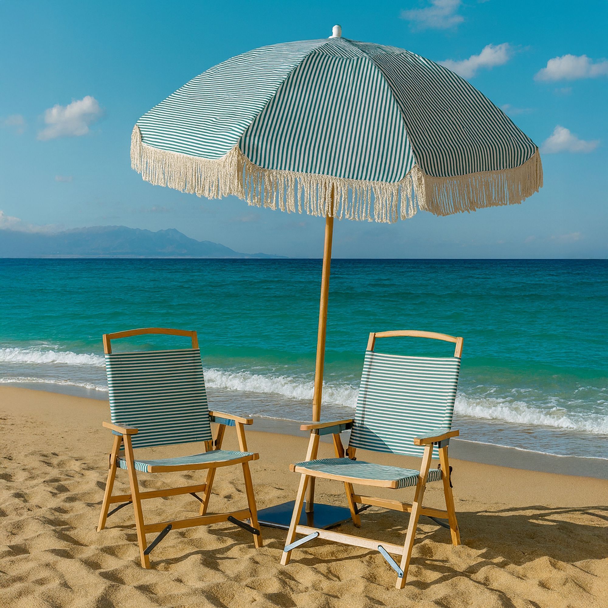 Chaise de plage en toile vert à rayures PLAYA