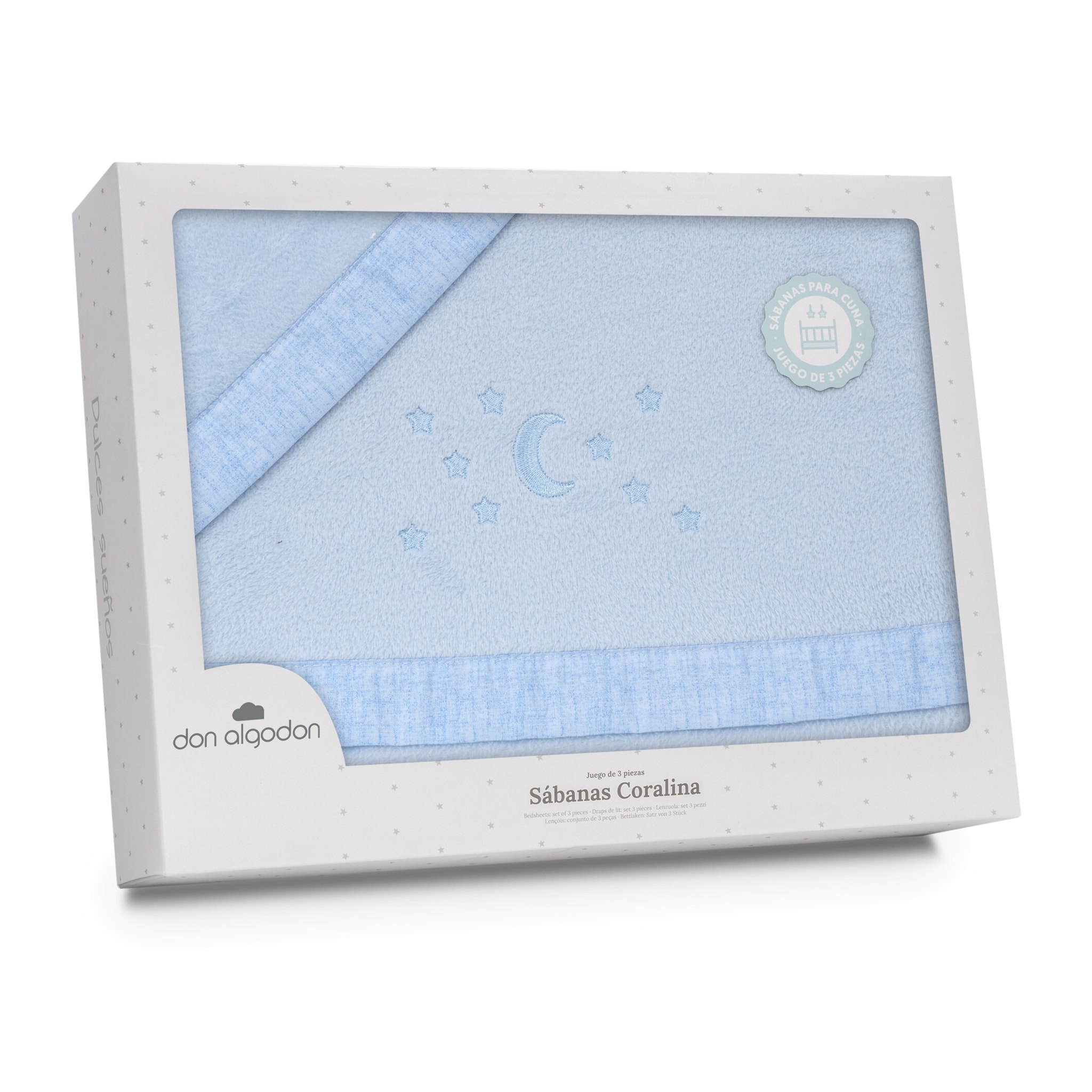 Triptico Coche Coralina D. Algodon Oso Corazones Azul