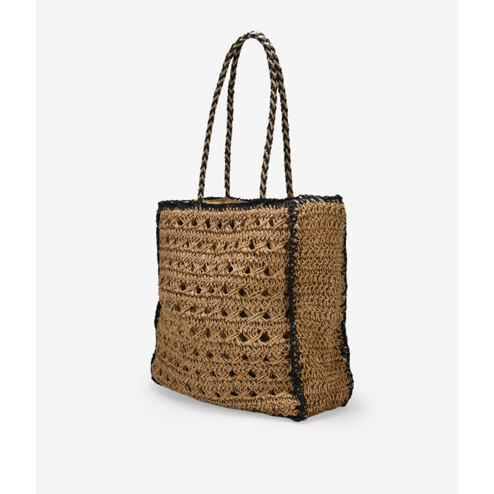 Bolso de hombro rafia trenzada