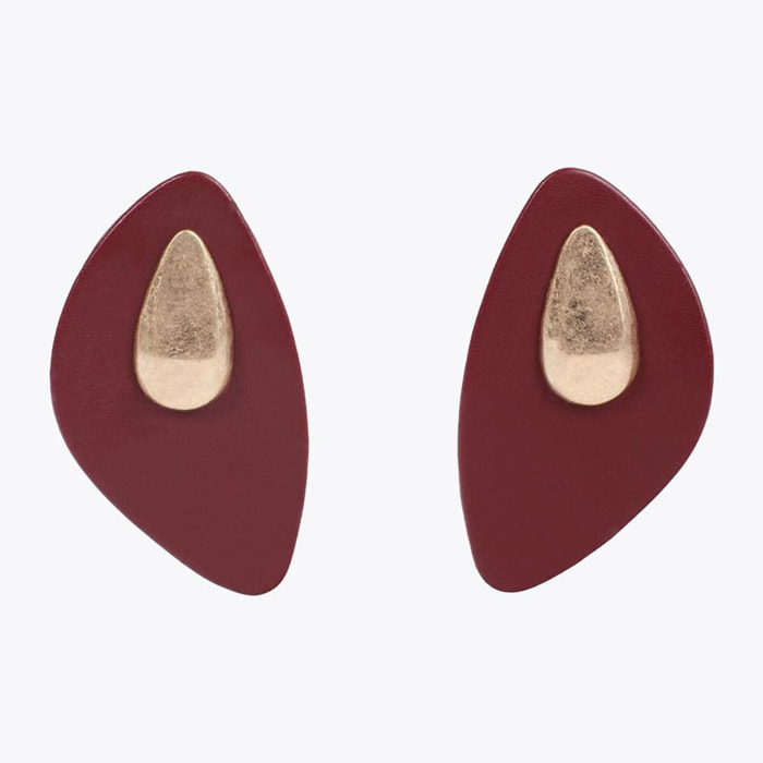 Orecchini grandi effetto pelle con pezzo metallico