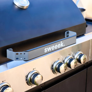 Barbecue gaz 4 brûleurs + 1 feu latéral MAXIM noir. Acier. thermomètre intégré. récupérateur de graisse. grille de chauffe. L 145.5 x P 61.5 x H 143.5cm