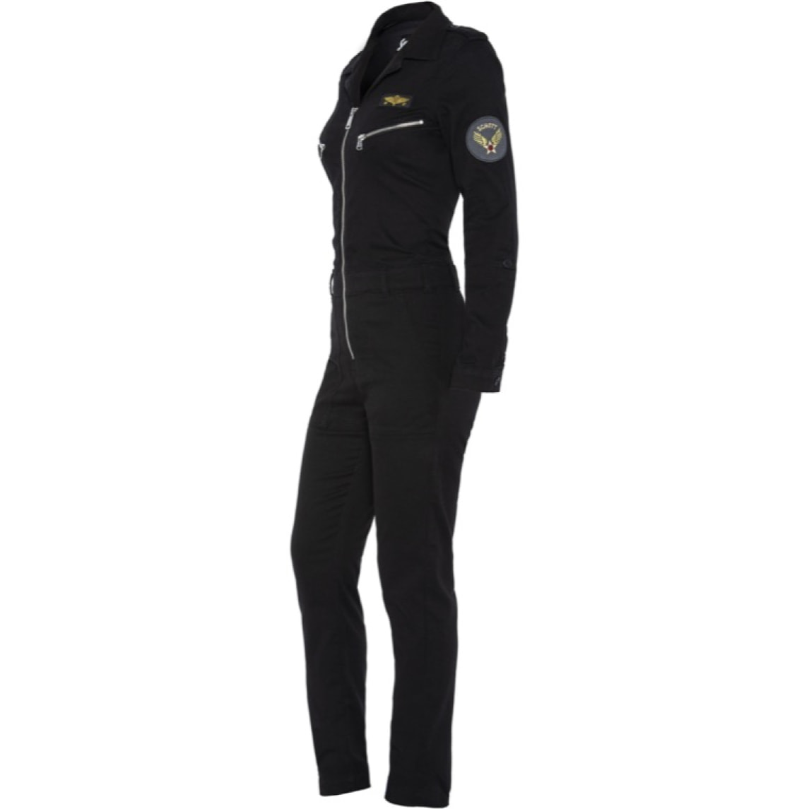 TRJUMP21W LIGHT PILOT JUMPSUIT WITH MILITARY BADGES IN TENCEL 63% COTTON 18% TENCEL 15% POLYESTER 4% ELASTANE Nero