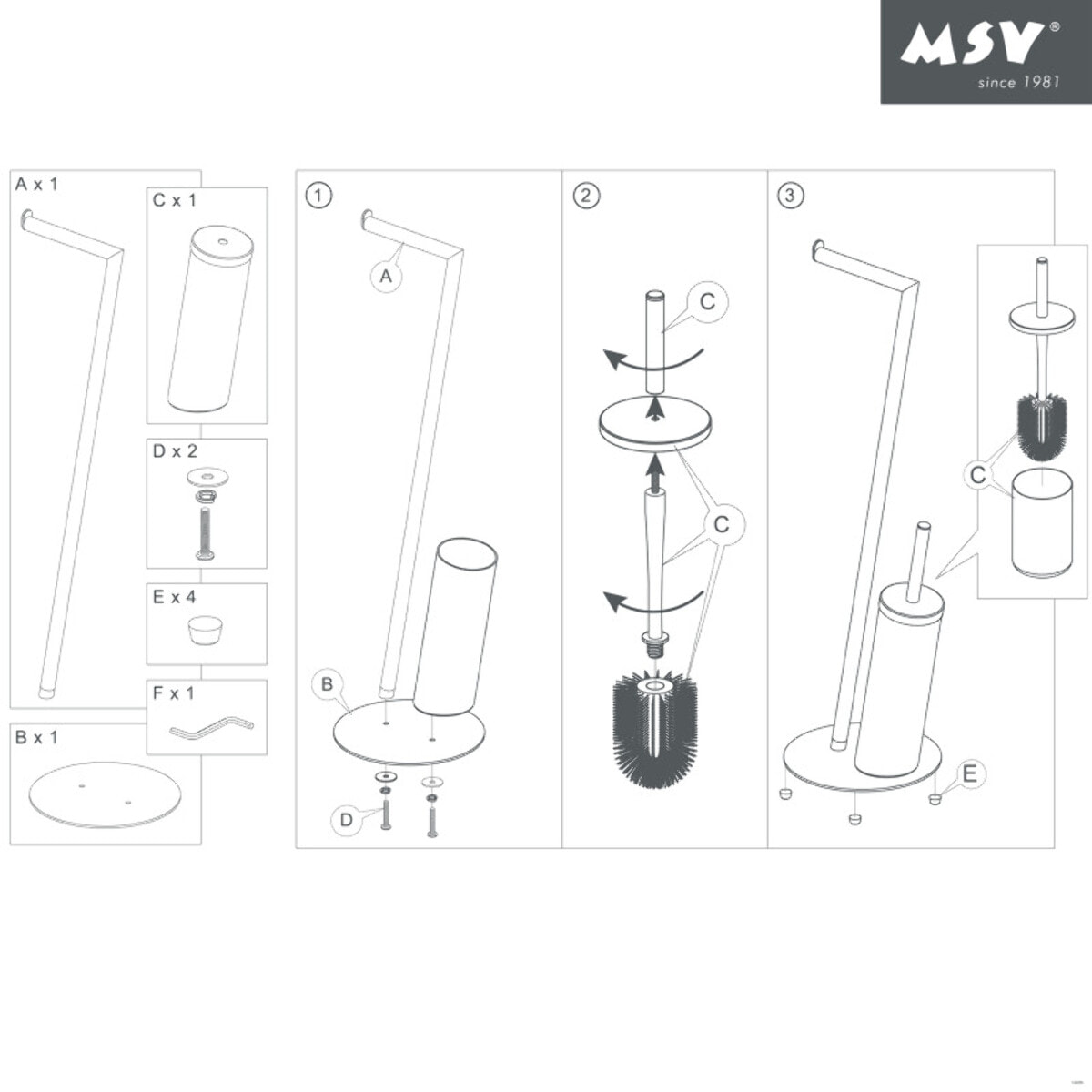 Combiné Wc en Acier Chromé Gris MSV