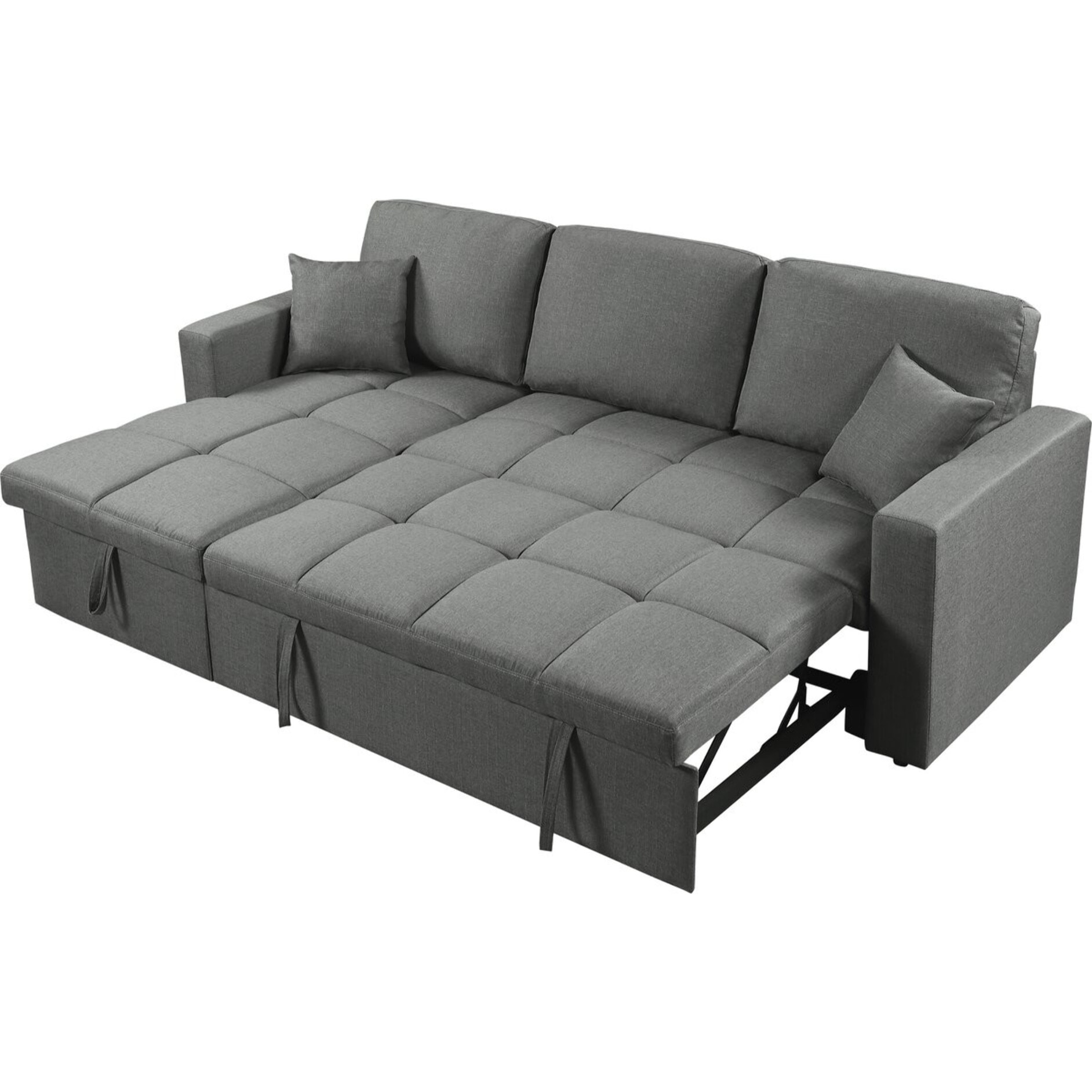 Canapé d'angle convertible/réversible style bubble "Alain" - 3 places - Gris