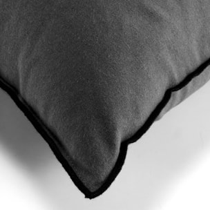 Coussin avec surjet en coton recyclé - Gris anthracite