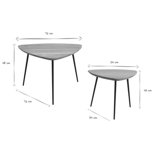 Tables basses gigognes bois massif et métal noir (lot de 2) STONES