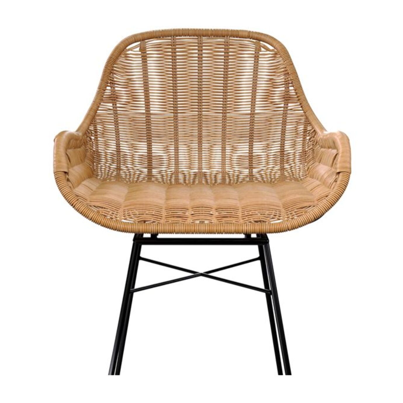 Lot de 2 chaises pour îlot central 65 cm en résine tressée naturelle - Carmela