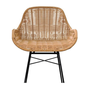 Lot de 2 chaises pour îlot central 65 cm en résine tressée naturelle - Carmela