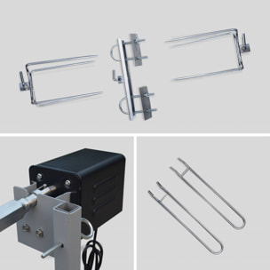 Rôtissoire charbon de bois motorisée inclinable en inox avec tournebroche MATHURIN