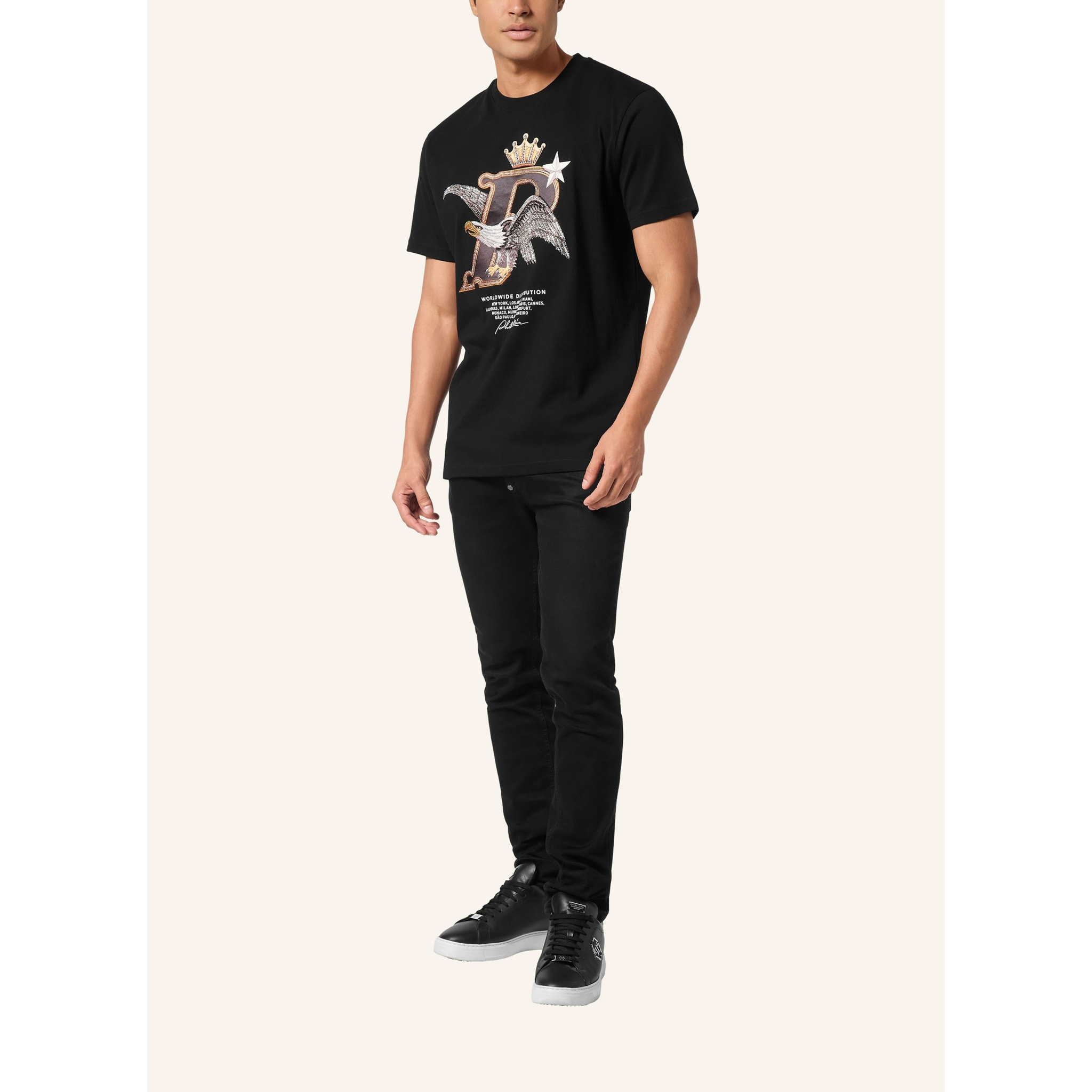 PHILIPP PLEIN Camiseta de cuello redondo y manga corta EAGLE