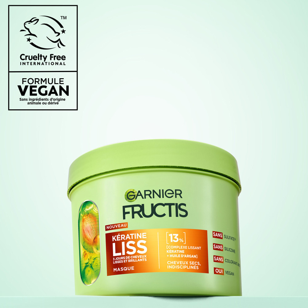 Garnier Fructis Kératine Liss Masque enrichie en kératine végétale et huile d'argan 370ml