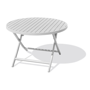 MARIUS - Table de jardin ronde pliante en aluminium gris