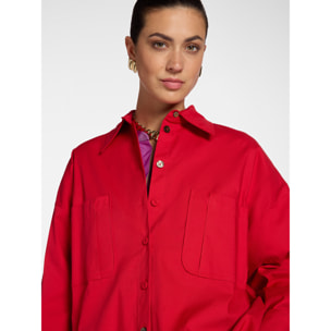Elena Mirò - Camisa larga en gabardina - Rojo