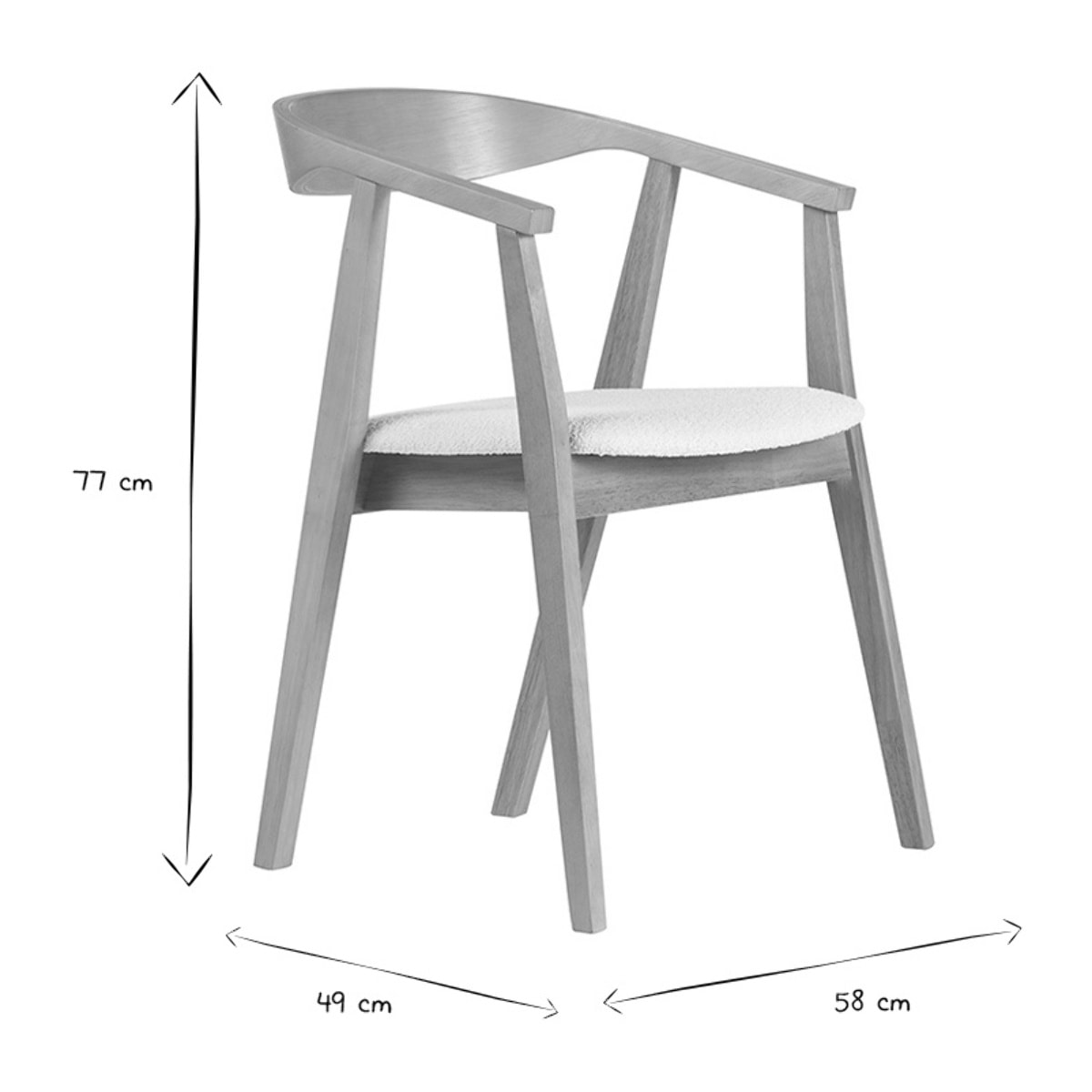 Chaises scandinaves bois clair et tissu effet laine bouclée blanc (lot de 2) BAHIA