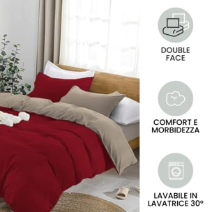 Parure Copripiumino Bicolore Singolo, Set Sacco Copripiumino in Cotone con Federe