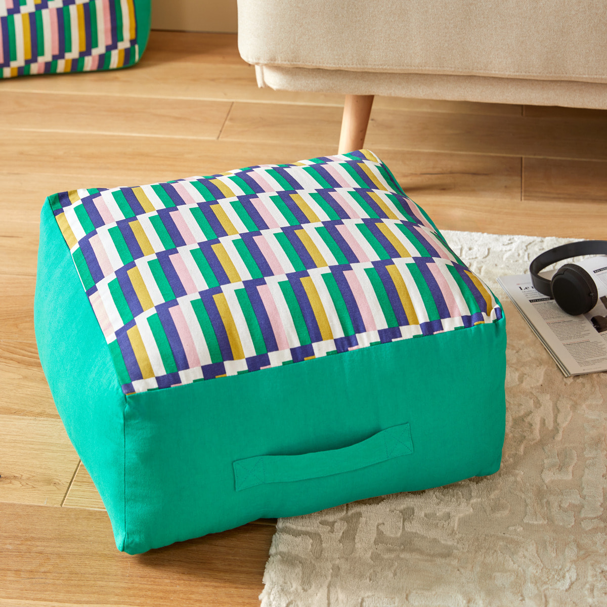 Coussin de sol "Disso" vert 48x48cm