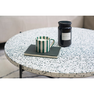 Table basse ronde design en terrazzo et métal noir D81 cm MEZZO