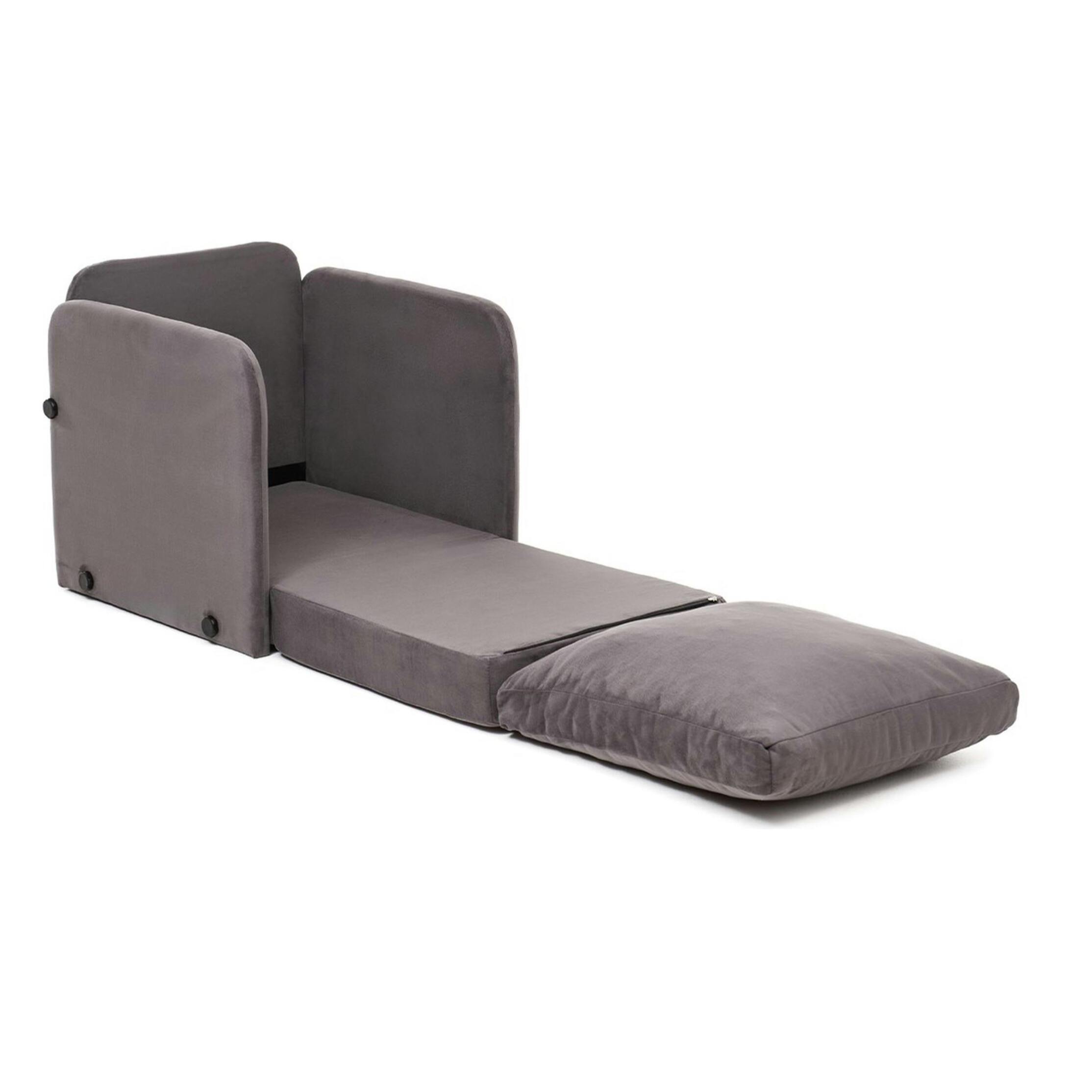 Fauteuil convertible gris velours couchage 200 cm ORURO