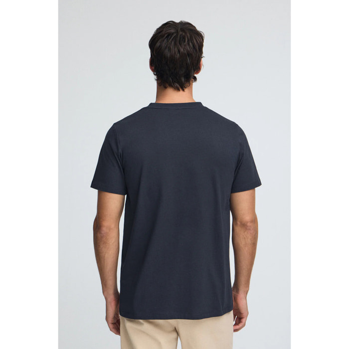 Camiseta azul marino con cuello redondo y bordado Rigby Go