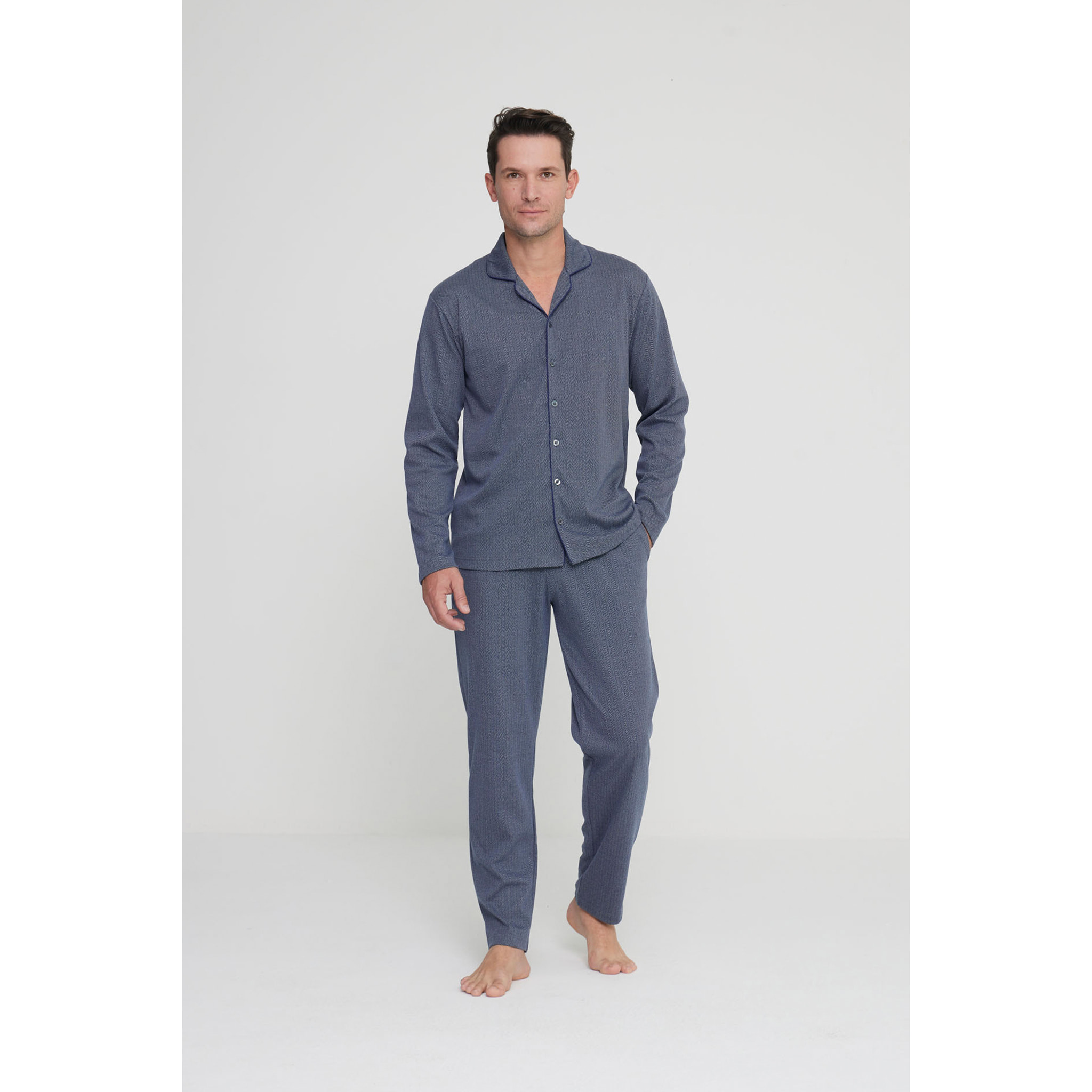 Pigiama uomo brooklyn in caldo cotone aperto davanti Noidinotte
