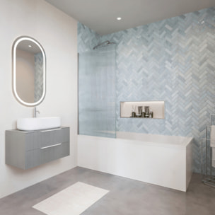 Baignoire droite VILLEROY ET BOCH Collaro Blanc mat  vidage et trop plein chrome + Pare bain  AURYS Raywall