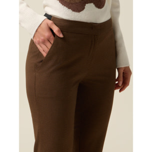 Oltre - Pantaloni micro pied de poule - Marrone