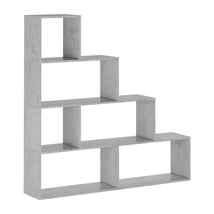 Libreria Design Zig Zag Scaffale Mensola Moderna 6 Vani A Giorni Ripiani Mobile Libri per Soggiorno Salotto Camera Studio 143x144.9x27.9 Cm Grigio