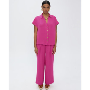 Pantaloni in maglia stropicciata a gamba dritta