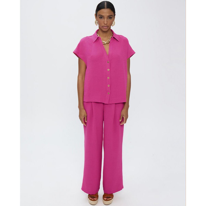 Pantaloni in maglia stropicciata a gamba dritta