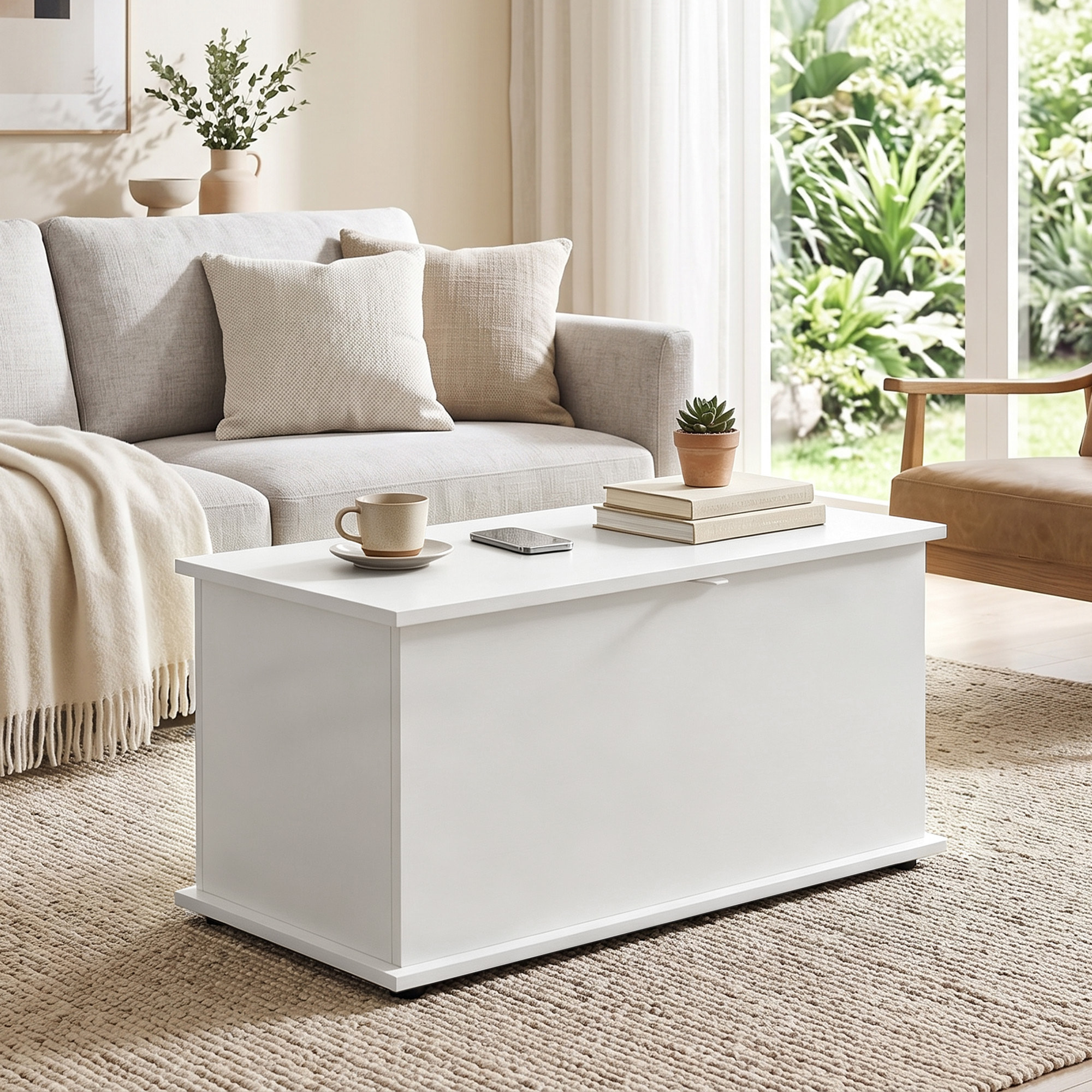 HOMCOM Baúl de Almacenaje 102L, Banco de Almacenaje, Banco Zapatero con Bisagra de Seguridad, Estilo Moderno, para Pasillo, Dormitorio, Recibidor, Salón, 80x40x45 cm, Blanco