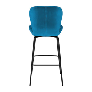 Lot de 2 chaises de bar 75 cm en velours bleu - Mazzia