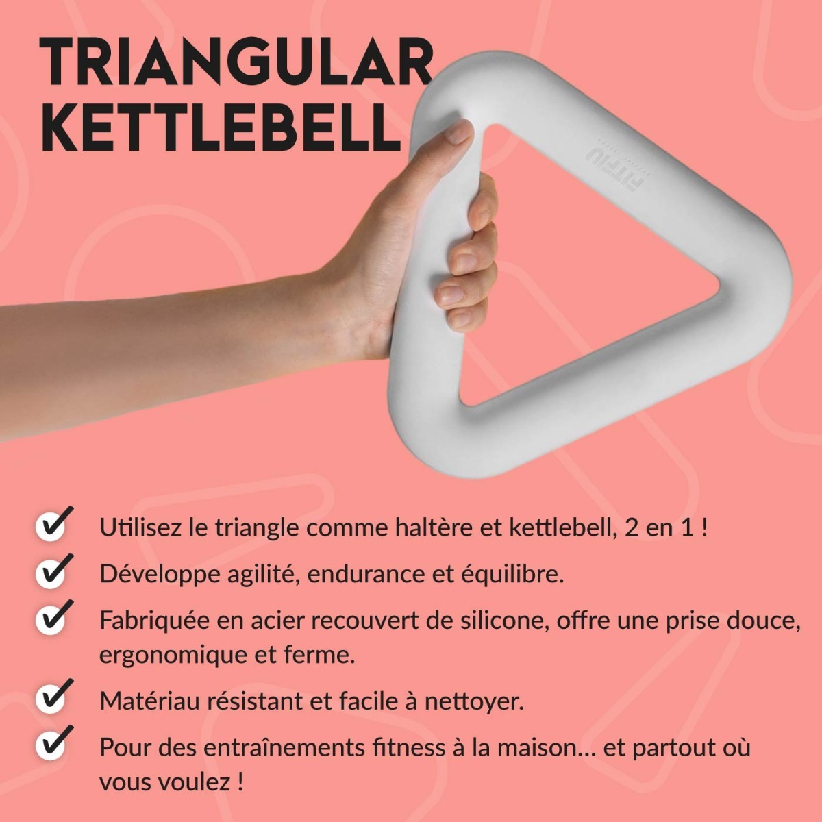 Kettlebell de 3,2kg Poignée Ergonomique pour Exercices