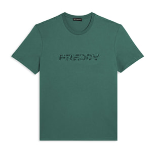 T-shirt con logo sfumato stampato al centro