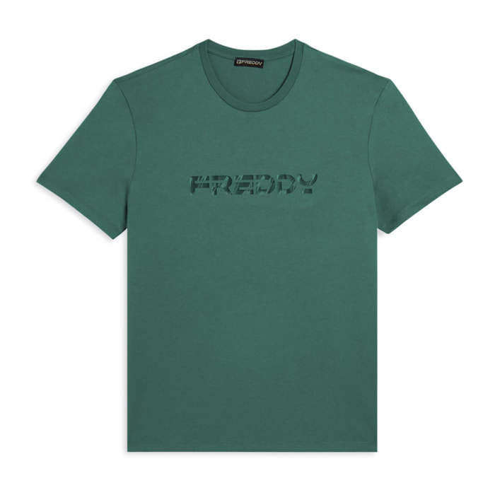 T-shirt con logo sfumato stampato al centro