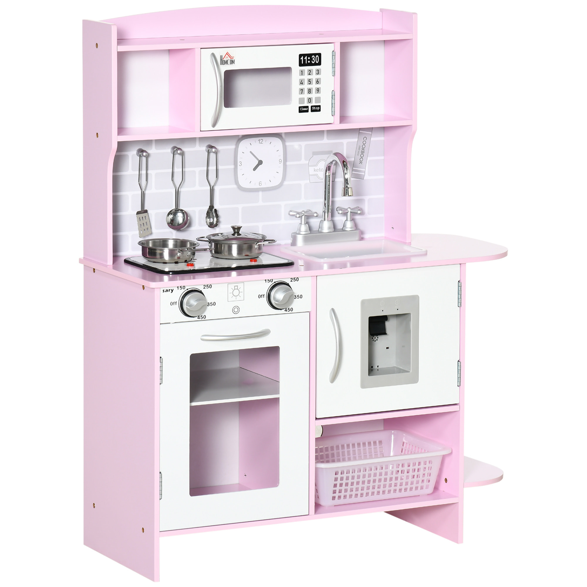 Cocina de Juguete 6 Piezas para Niños de +3 Años con Luz Sonidos 70x29x90cm Rosa
